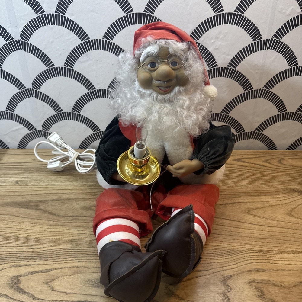 Vintage Telco Animated Motionette Elf Santa‎ Christmas Ornament Works!